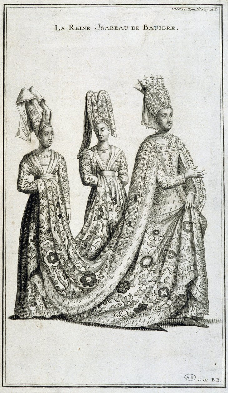 Drottning Isabeau (Isabella, Elizabeth) av Bayern (1371-1435) av French School