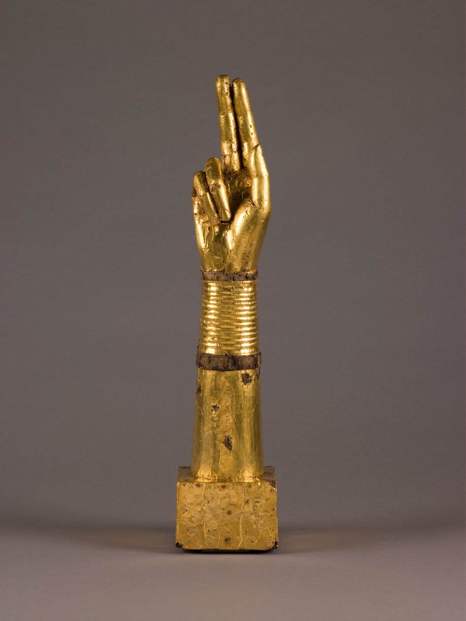 Reliquiararm, ca 1050-1100 (trä och guldplåt) av French School