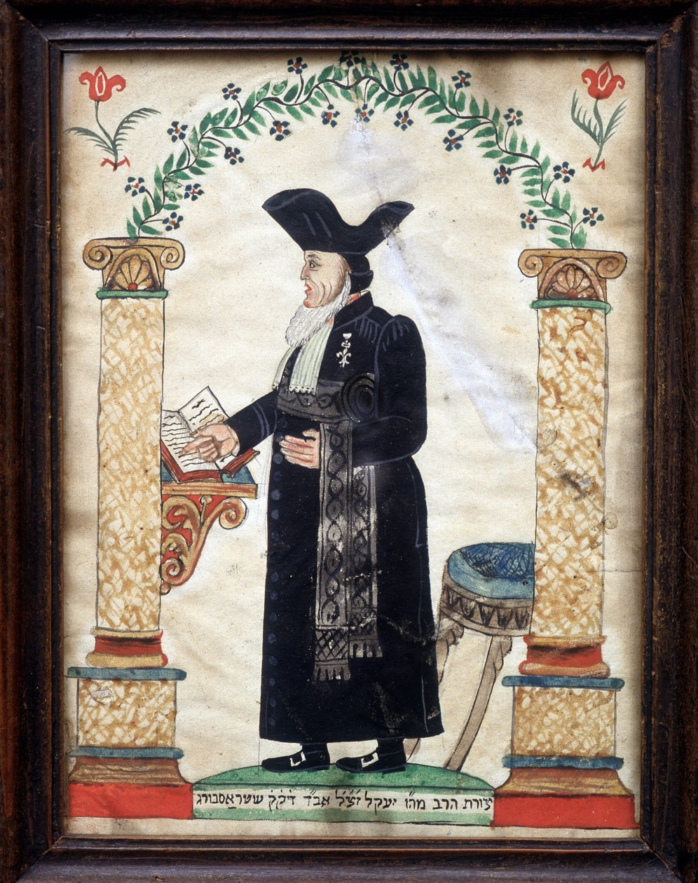 Representation av en rabbin (färg litho) av French School