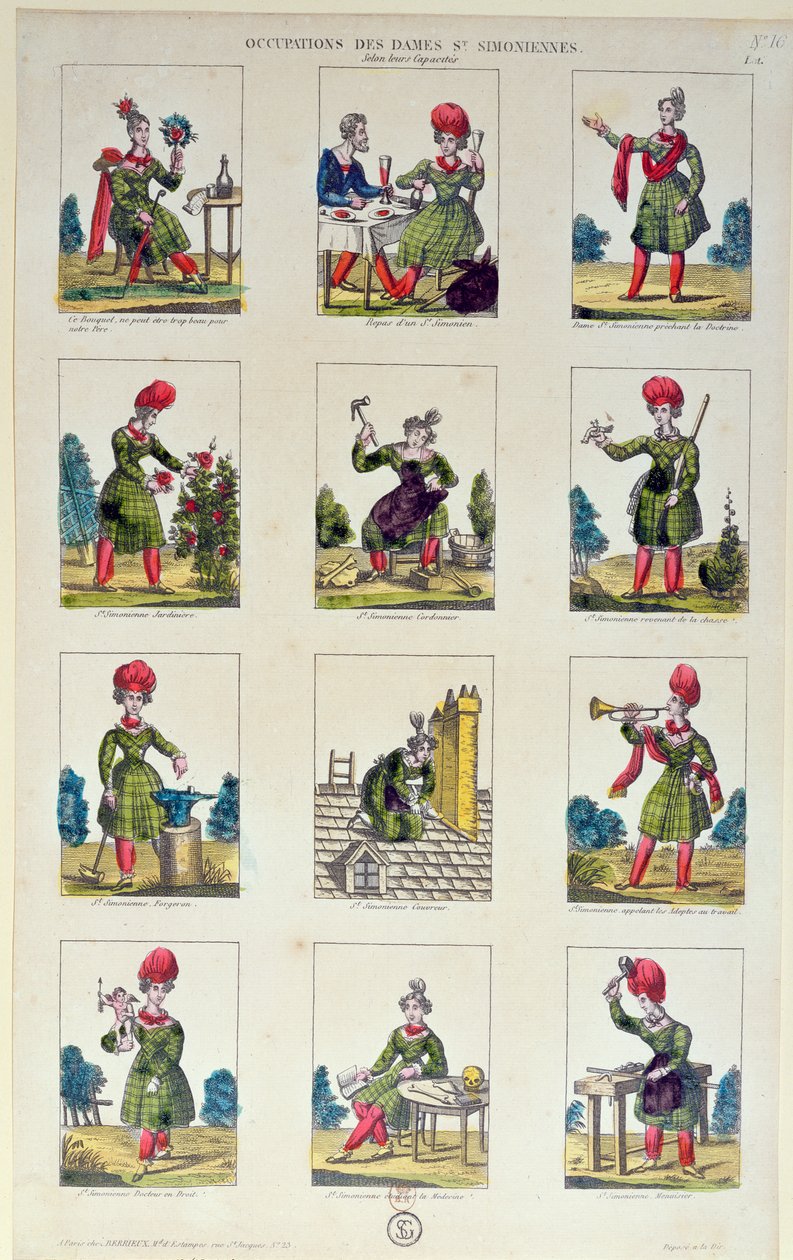 Saint-Simonian Women och deras yrken, c.1830 av French School