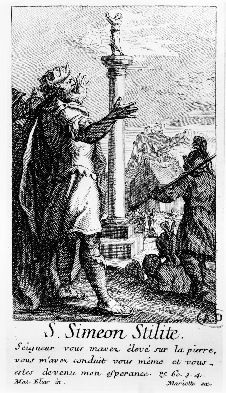 Saint Simeon Stylite på sin kolumn av French School