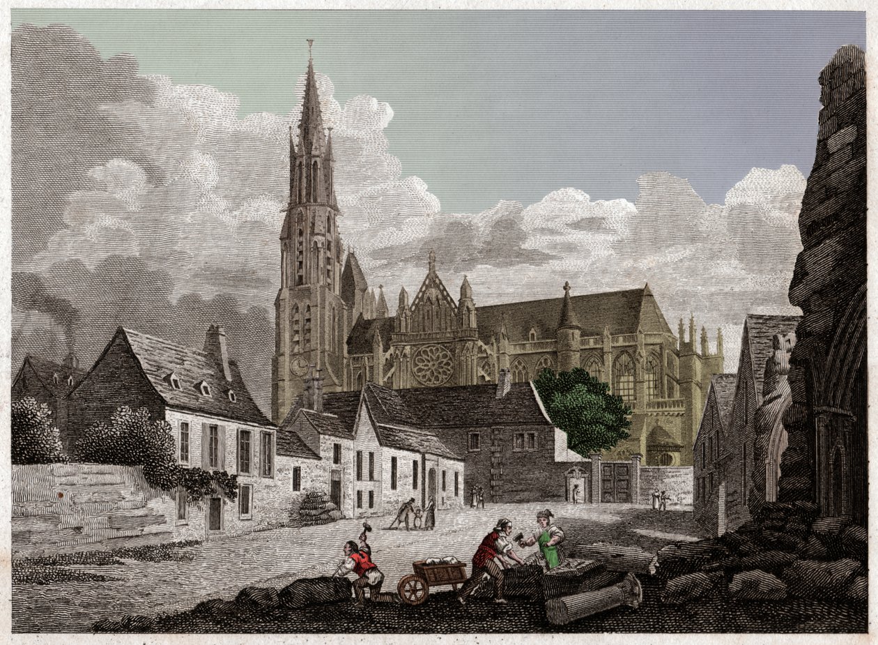 Katedralen i Senlis. (gravyr, ca 1840) av French School