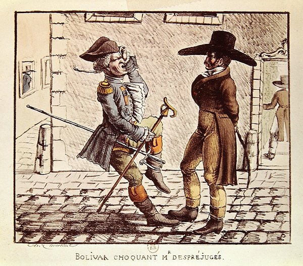 Simon Bolivar (1783-1830) chockerande M. Desprejuges av French School