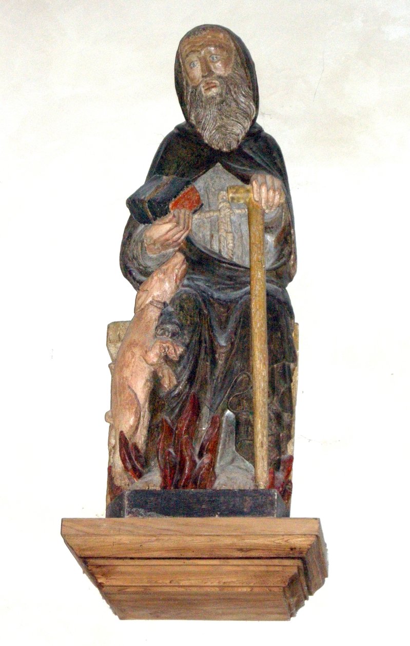 St. Anthony Abbot (målat trä) av French School