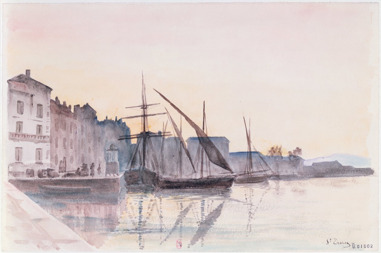 St. Tropez (akvarell på papper) av French School