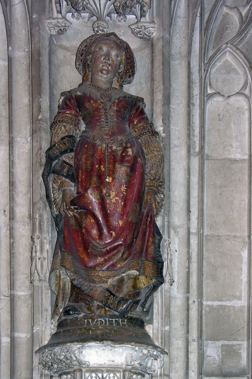 Staty av Judith (polykrom sten) av French School