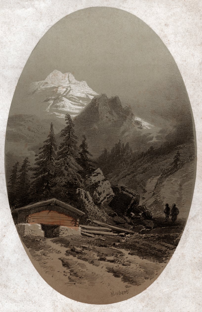 Schweiziska alperna. (gravyr från omkring 1890) av French School