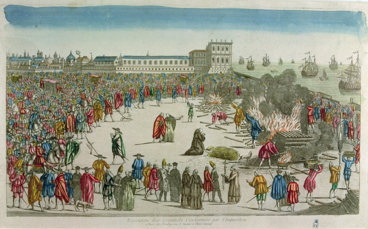 The Burning (färgad gravyr) av French School
