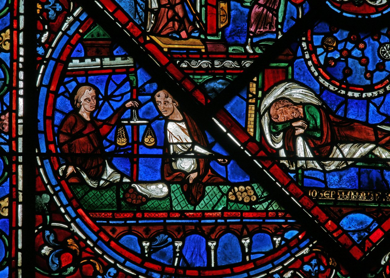 Joseph-fönstret: Moneychangers av French School
