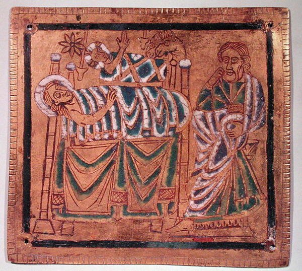 The Nativity (champleve-emalj på koppar) av French School