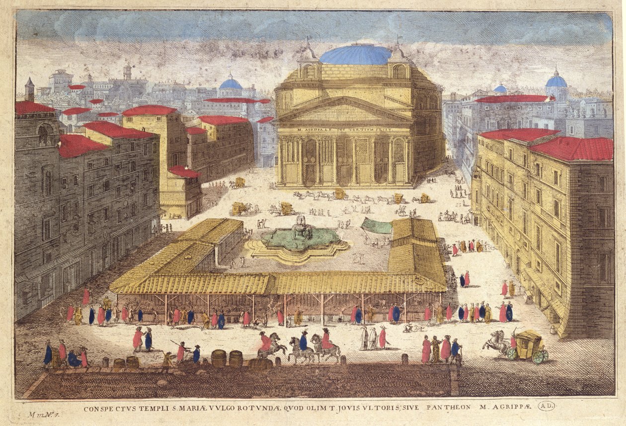 Pantheon, Rom (färggravyr) av French School