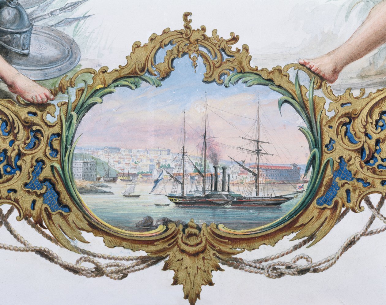 Hamnen i Sevastopol, 1854 av French School
