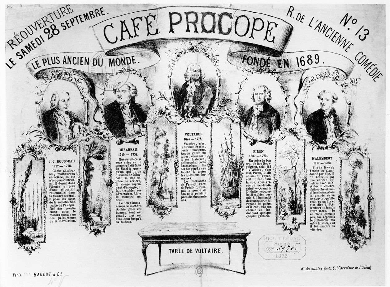 Återöppningen av Café Procope, 1872 av French School