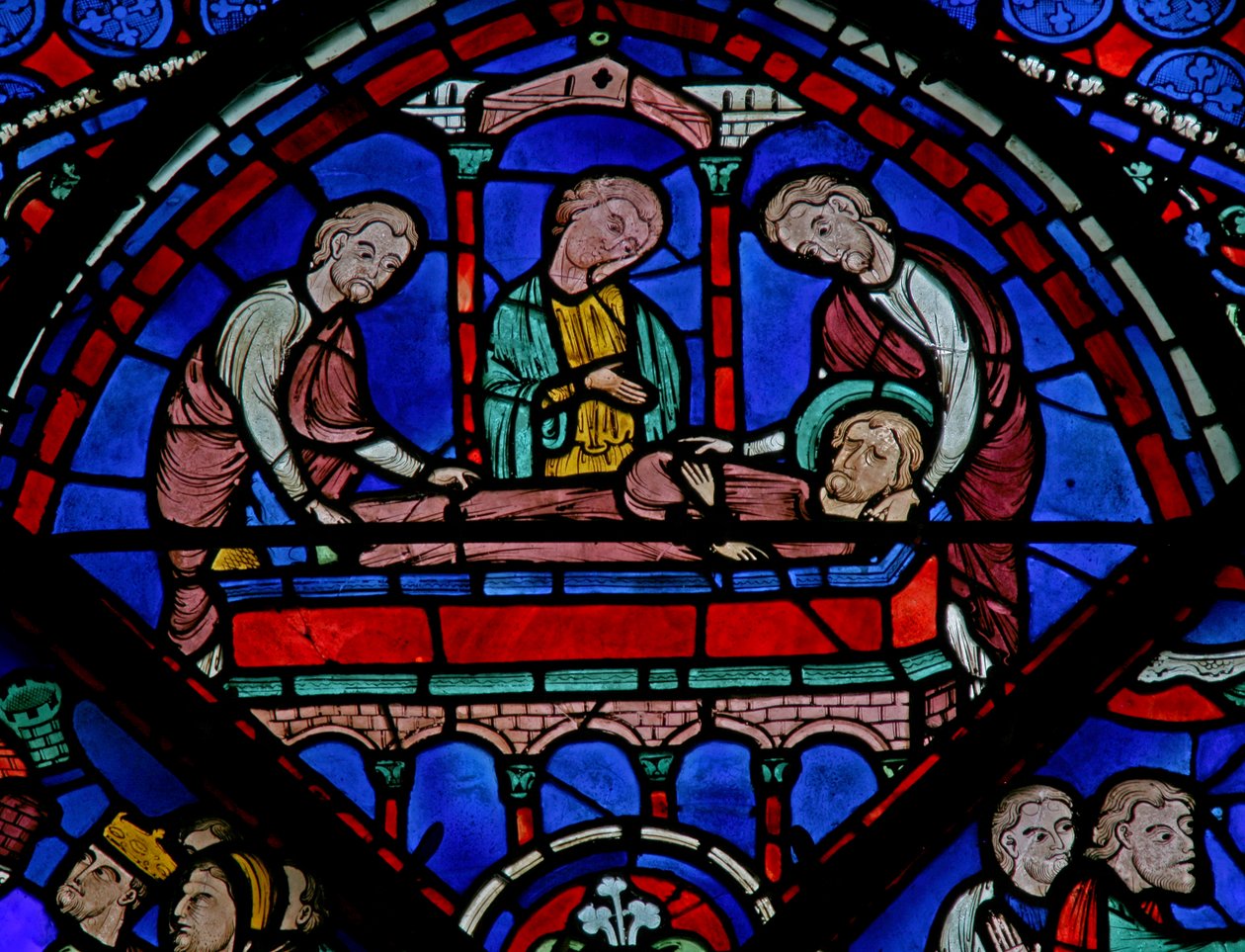 St Thomas-fönstret: entombment (w23) av French School
