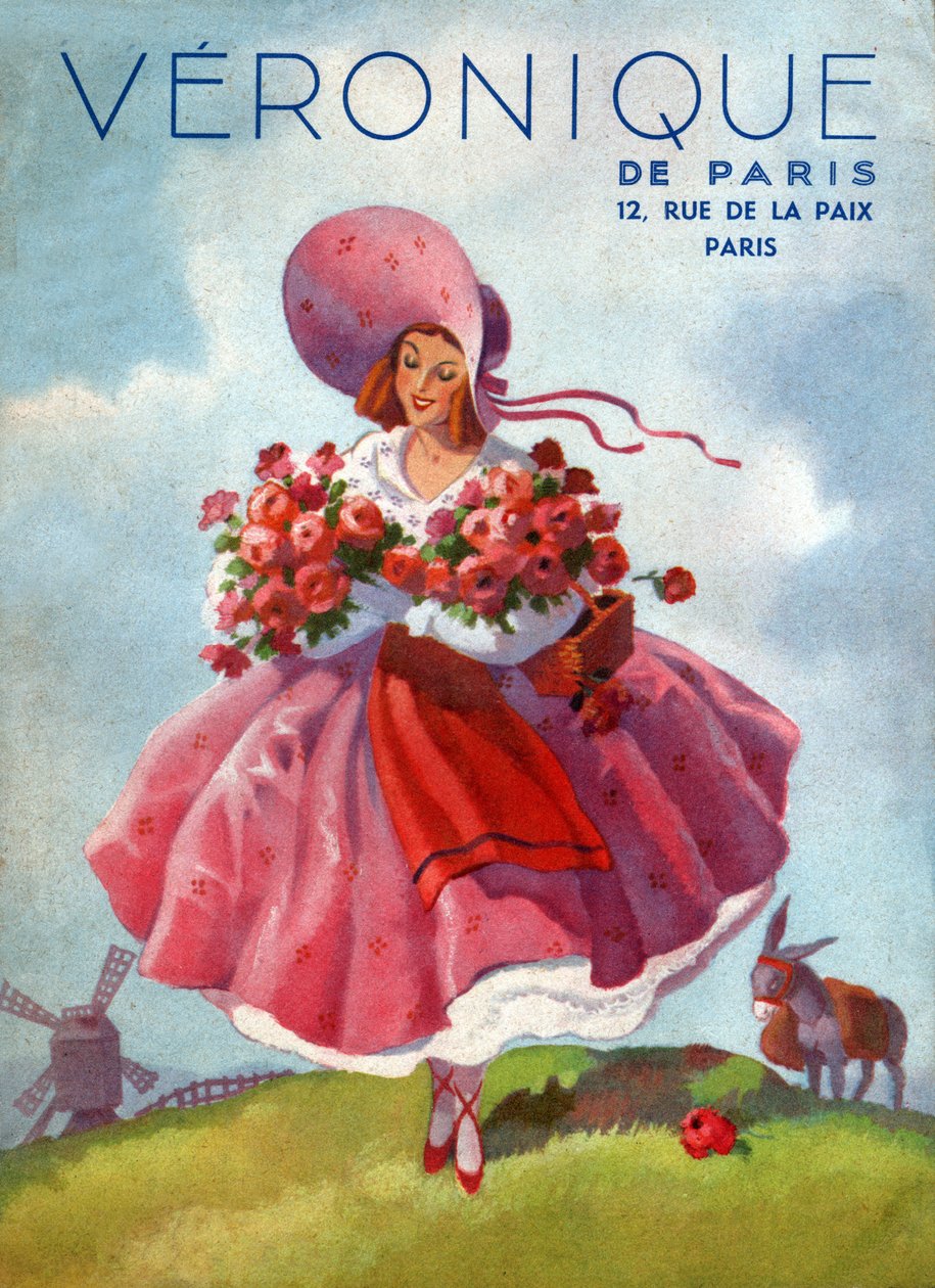 Veronique klänningar. c.1920 (gravyr) av French School