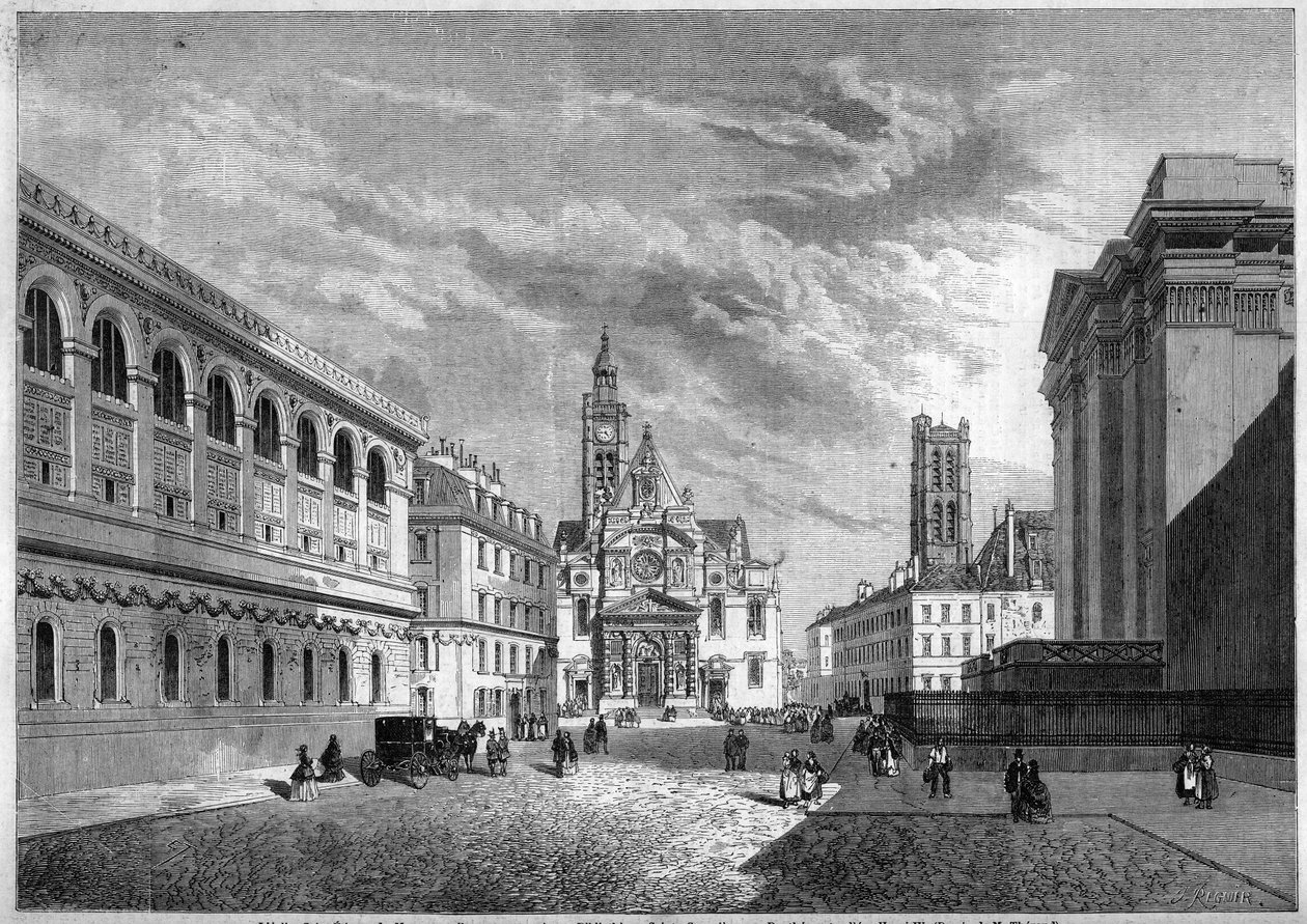 Utsikt över berget Sainte Genevieve, Paris av French School