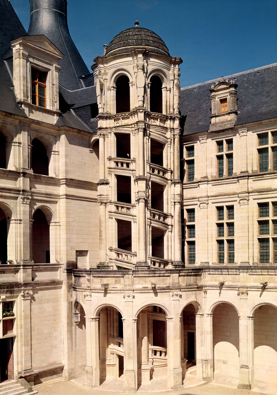 Vy över huvudtrappan, 1519-46 av French School