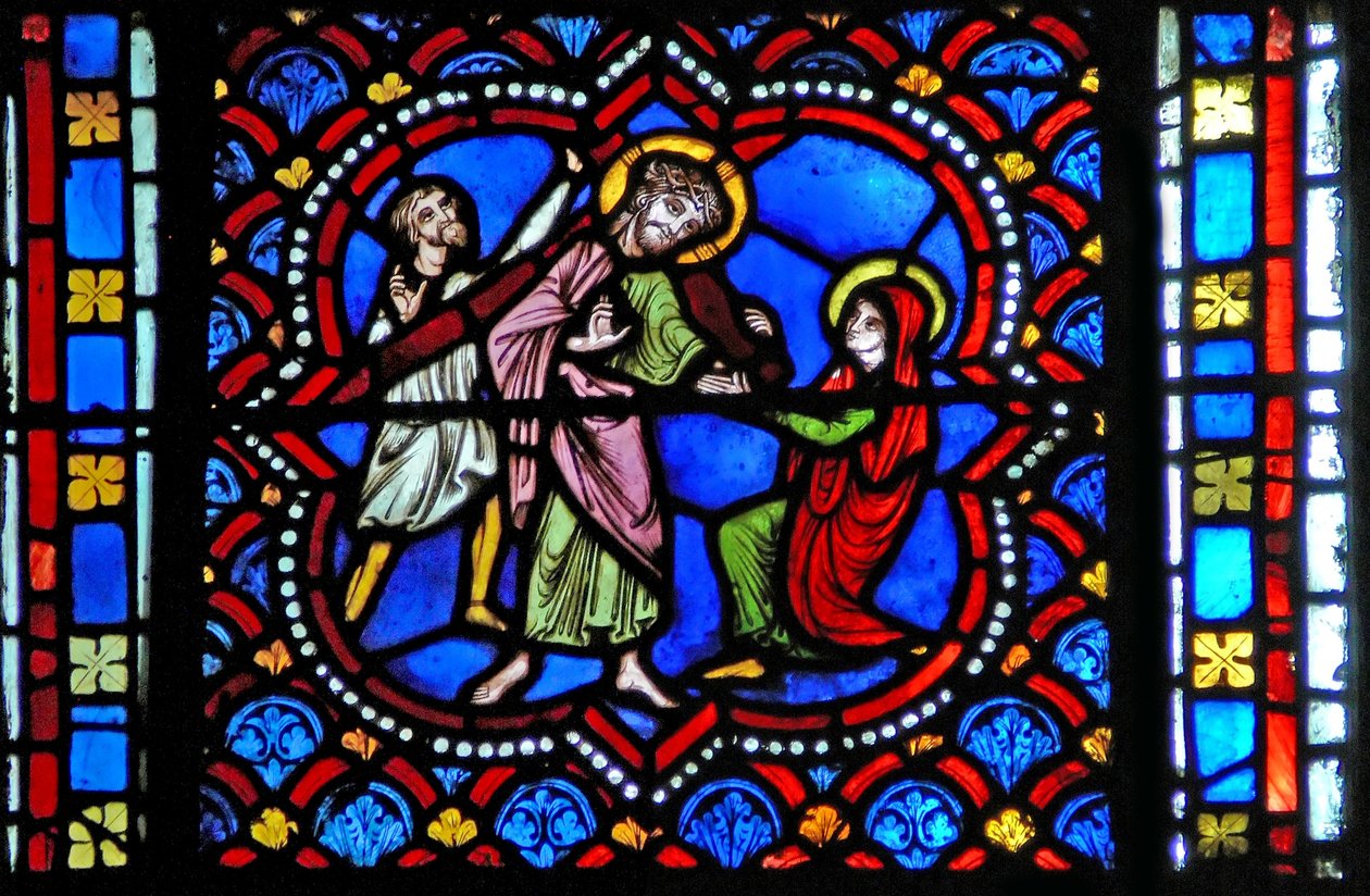 Fönster s2-L som visar Via Crucis av French School
