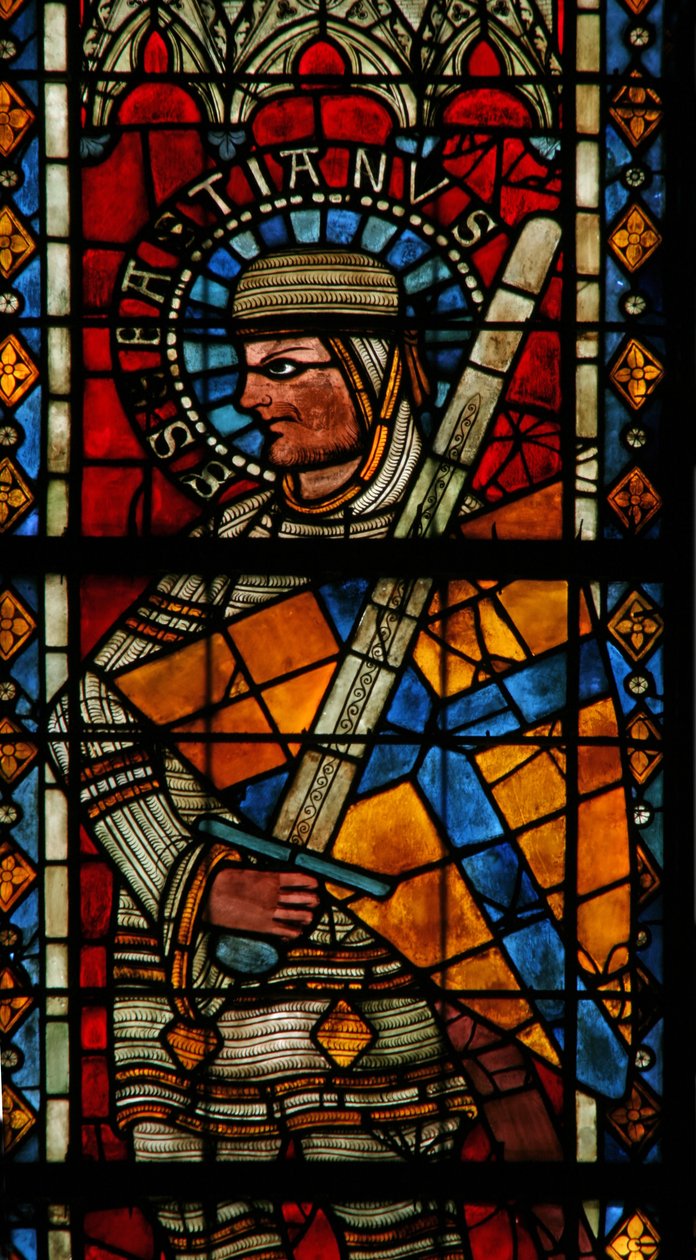 Fönster w203 föreställande St Sebastian av French School
