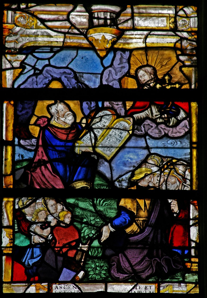 Fönster w5 föreställande Moses på berget Sinai av French School