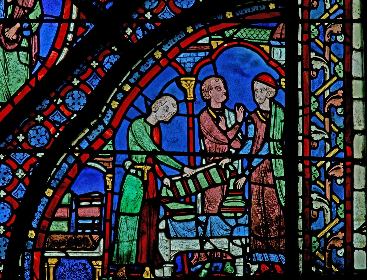 Fönster w5 som visar donatorer - draperier av French School