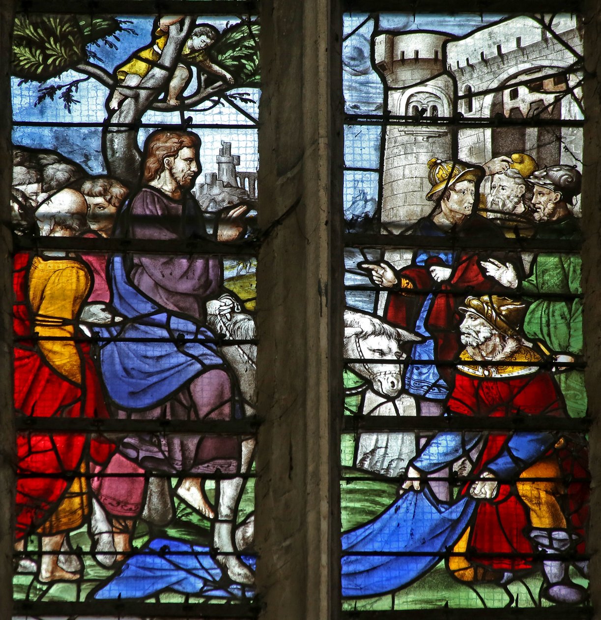 Fönster w5 som visar inresan till Jerusalem av French School