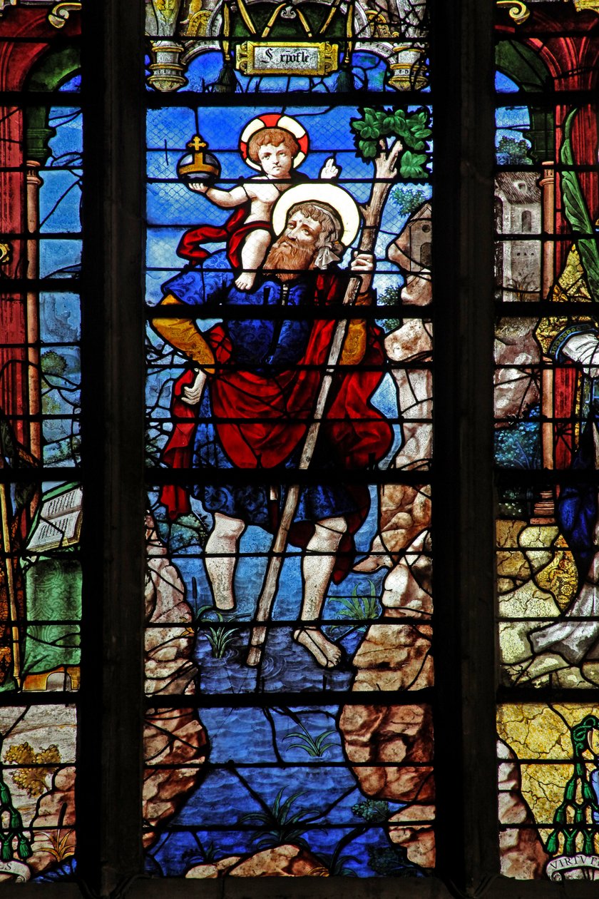 Fönster w9 föreställande St Christopher av French School