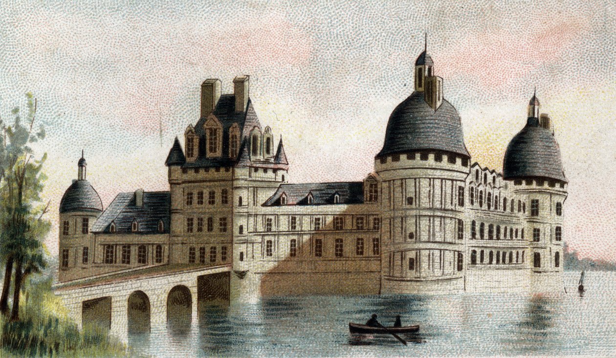 utsikt över slottet Valencay (Indre). av French School