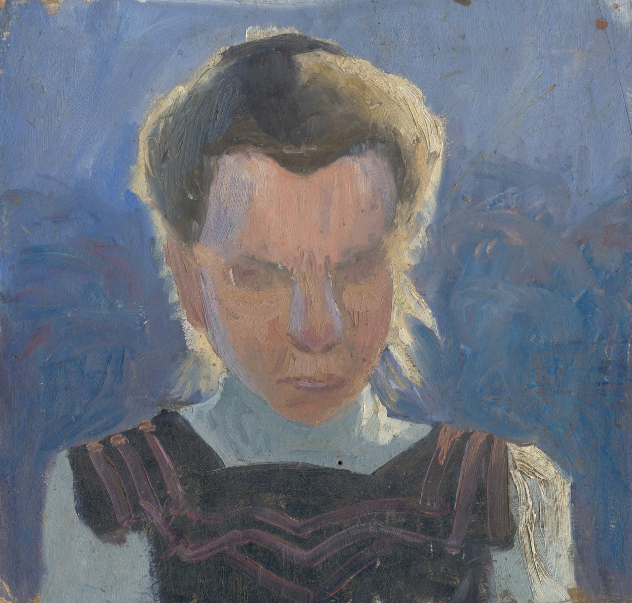 Head Study of a Girl on a Blue Background av Frida Konstantin