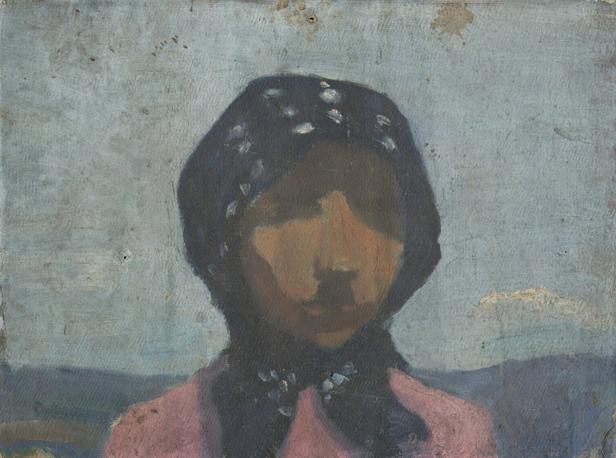 Studie av en bonde i en svart fläckig halsduk av Frida Konstantin