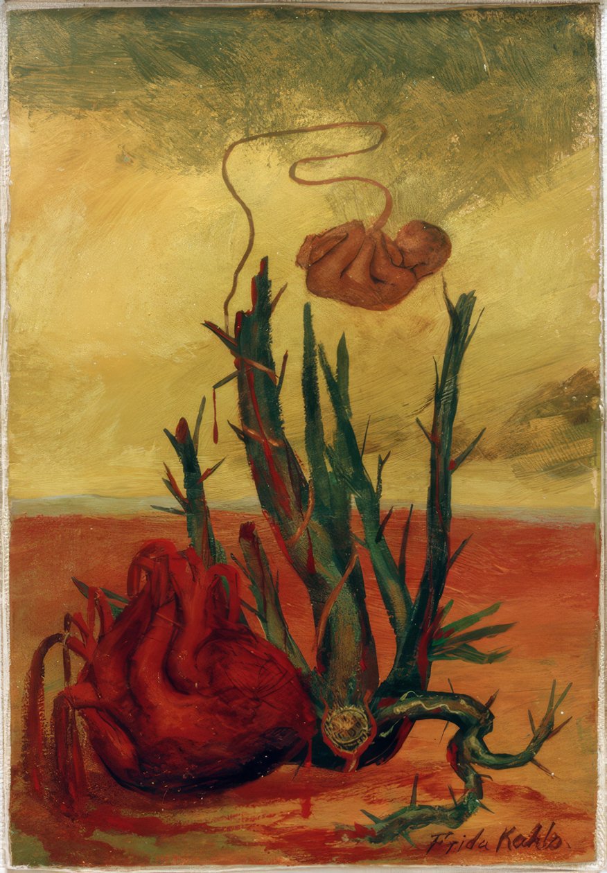Utan titel (hjärta, kaktus och foster) av Frida Kahlo