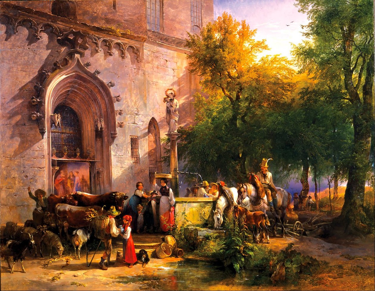German: nDeutsch: Am KlosterbrunnennAt the Monastery Fountain  av Friedrich Gauermann