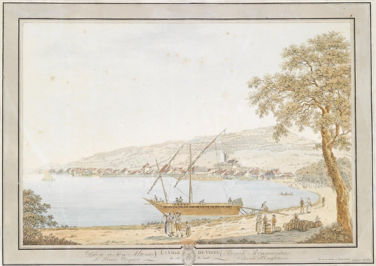 Utsikt över Vevey vid Genèvesjön av Friedrich Georg Wexelberg