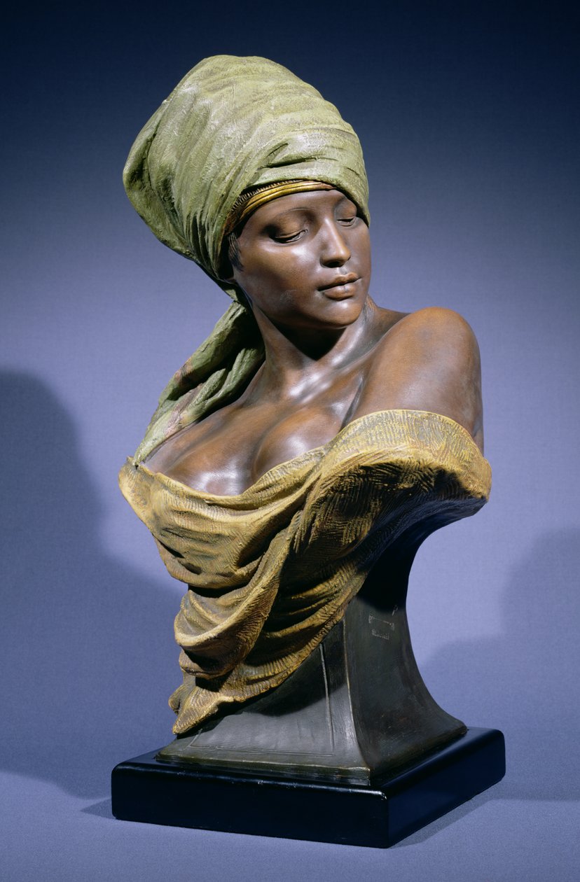 Nubian Girl (handmålad terrakotta) av Friedrich Goldscheider