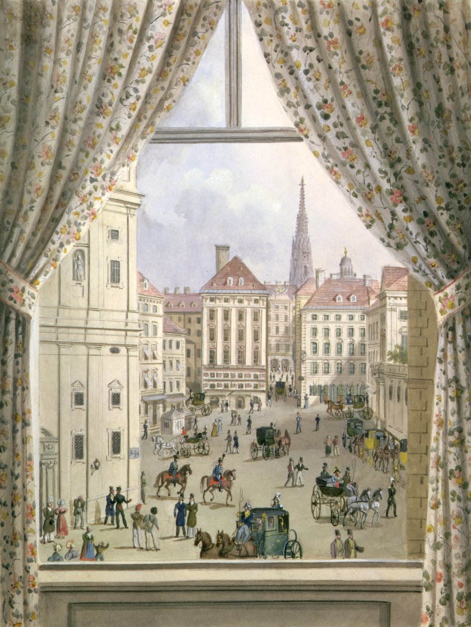Utsikt över Freyung, Wien, 1825 av Friedrich Wigand