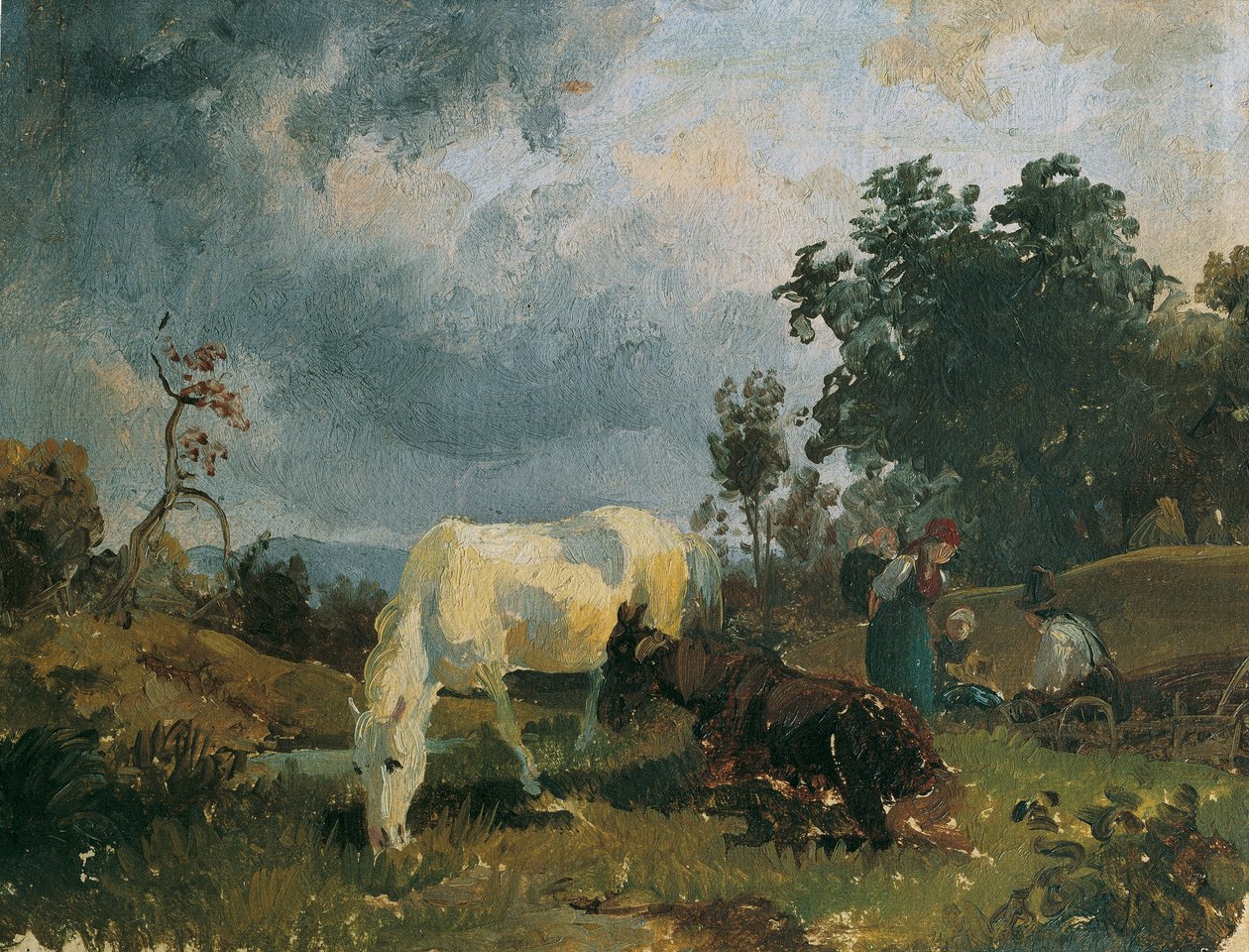 En grå häst på heden av Friedrich August Mathias Gauermann