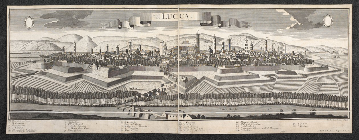 Utsikt över Lucca av Friedrich Bernhard Werner