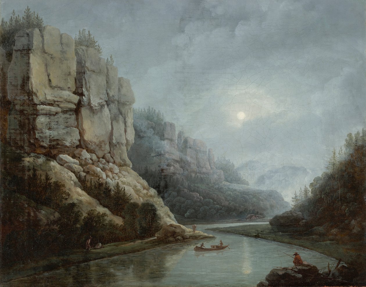 Weisseritztal nära Dresden på morgonen dis av Friedrich Christian Klass