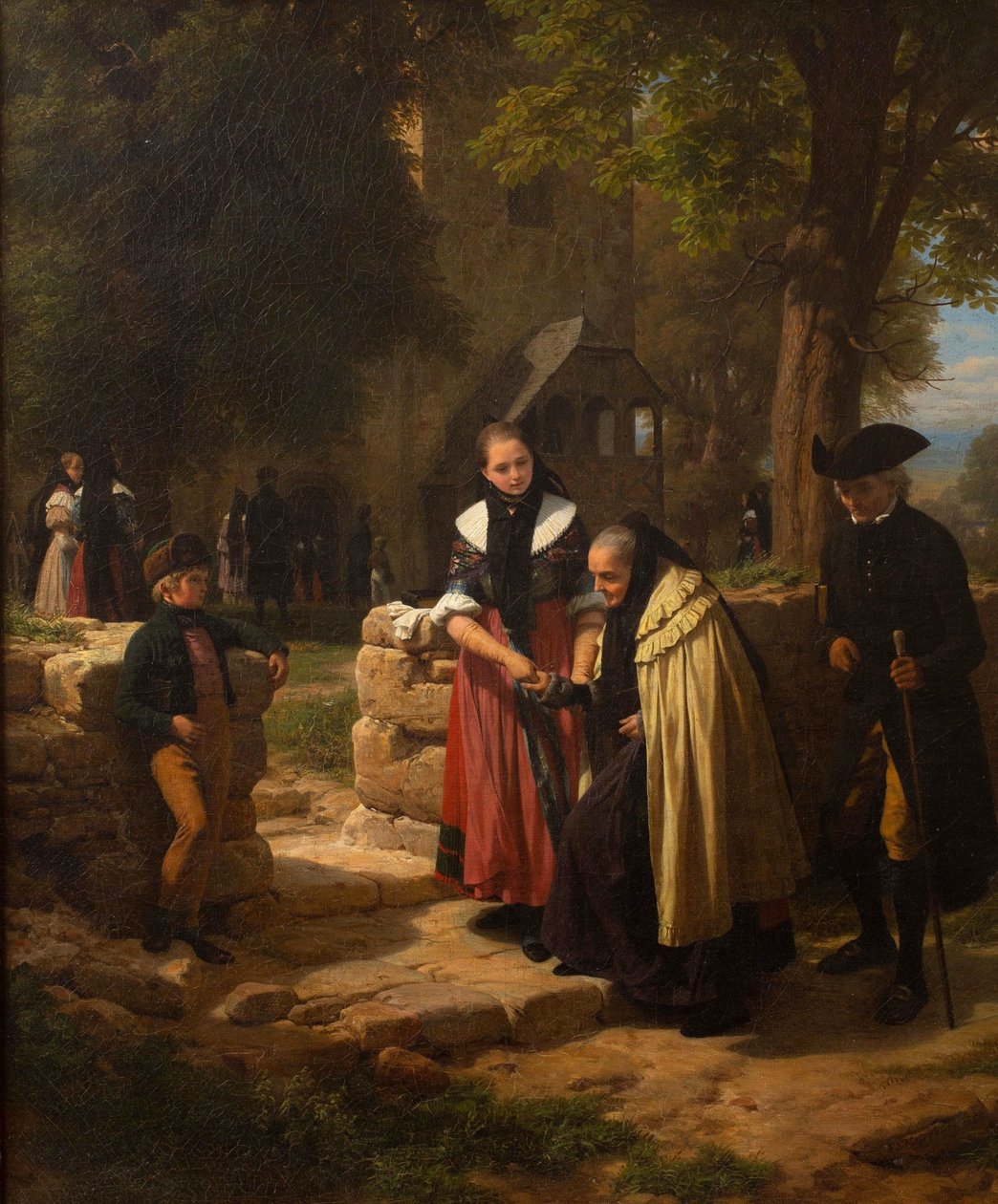 Framför kyrkan. av Friedrich Eduard Meyerheim
