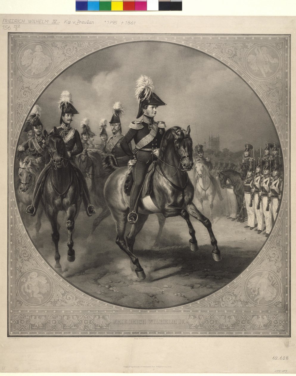 Ryttarporträtt Fredrik Wilhelm IV (litografi) av Friedrich Jentzen