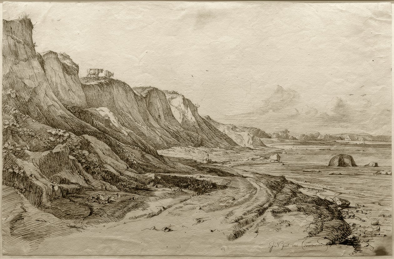 F.Nerly, The Brodtener Ufer nära Travemünde av Friedrich Nerly