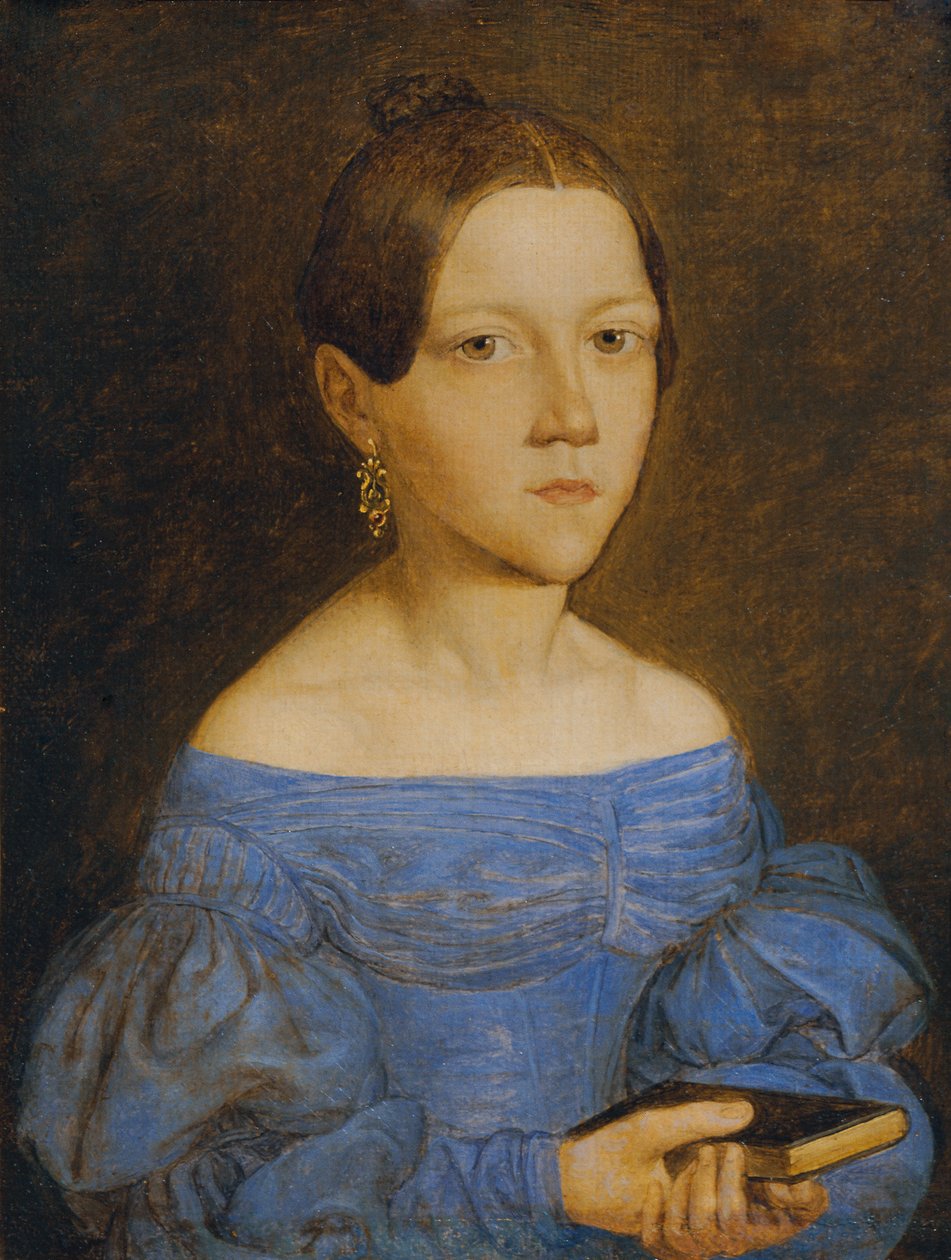 Byst av en ung flicka i en blå klänning av Friedrich Wasmann