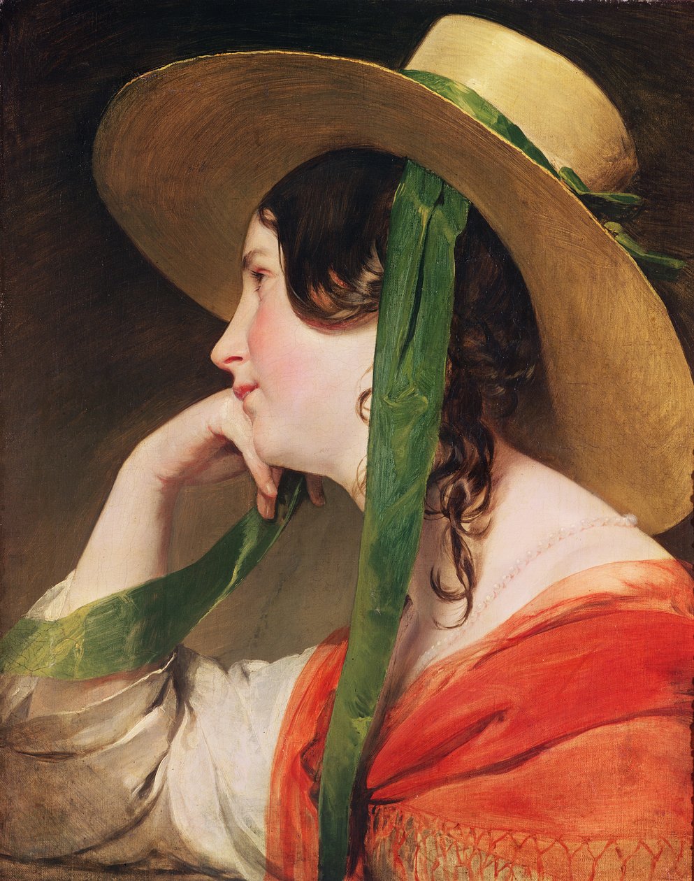 Pige i en gul stråhat, swed av Friedrich von Amerling