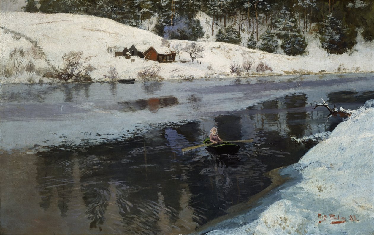 Vinter vid floden Simoa av Fritz Thaulow