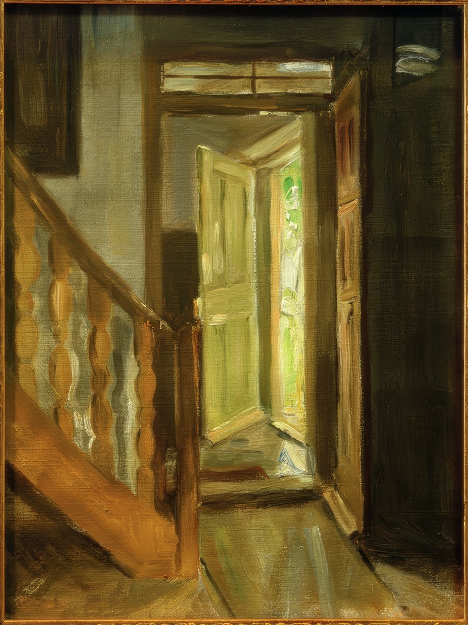 Interiör i ett trapphus av Fritz von Uhde