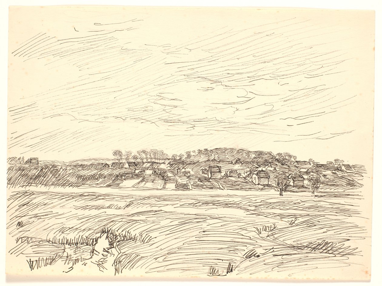 Landskap med by av Fritz Syberg