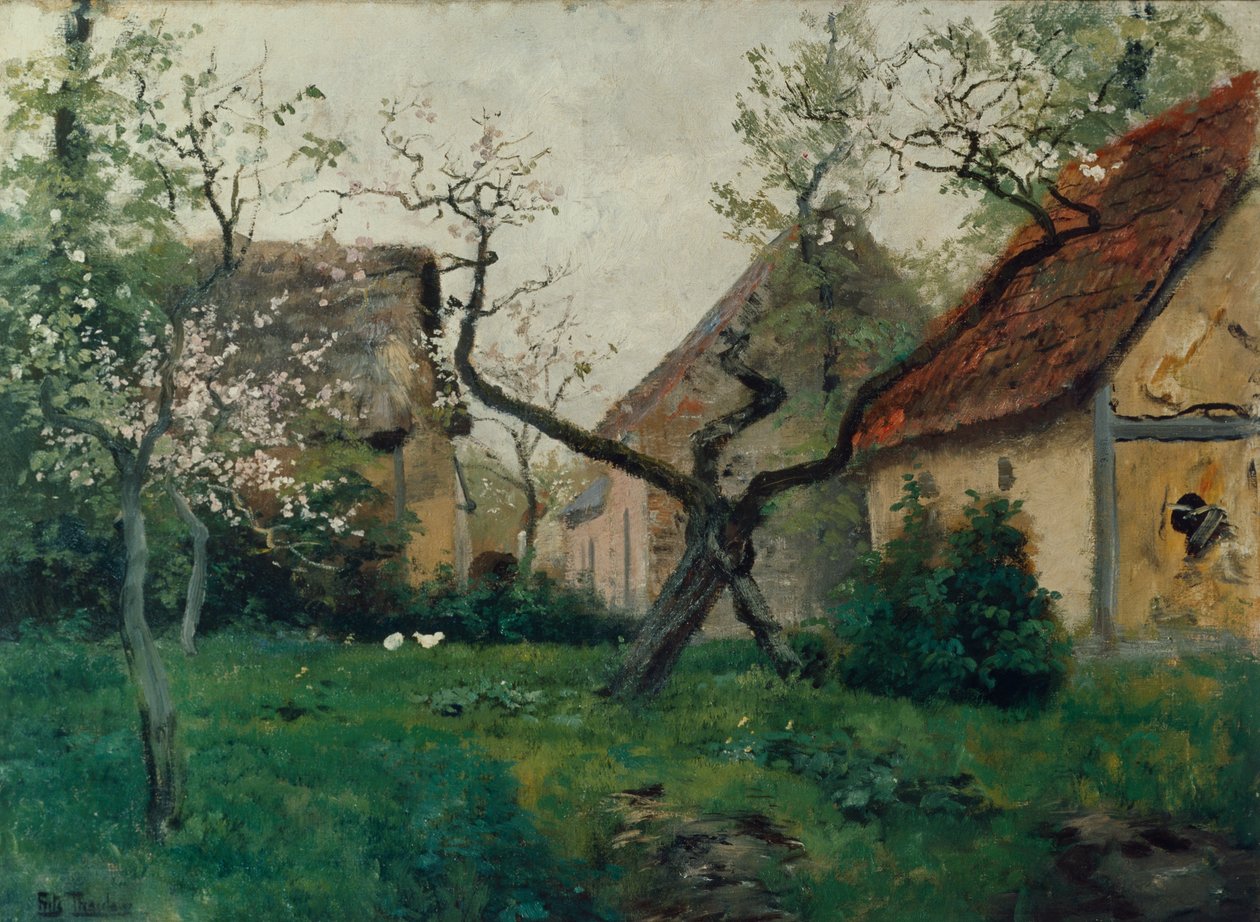 Äppelträd i blom av Fritz Thaulow