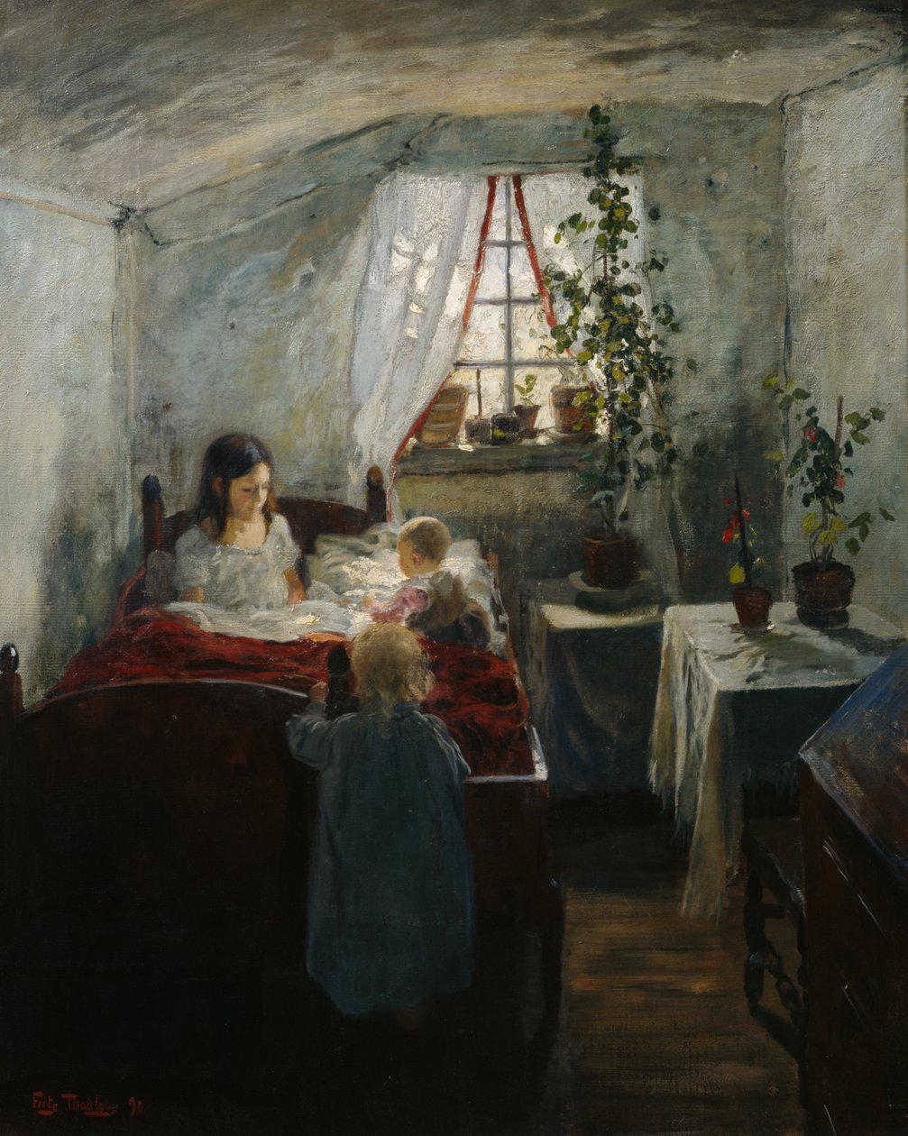 Interiör med barn av Fritz Thaulow