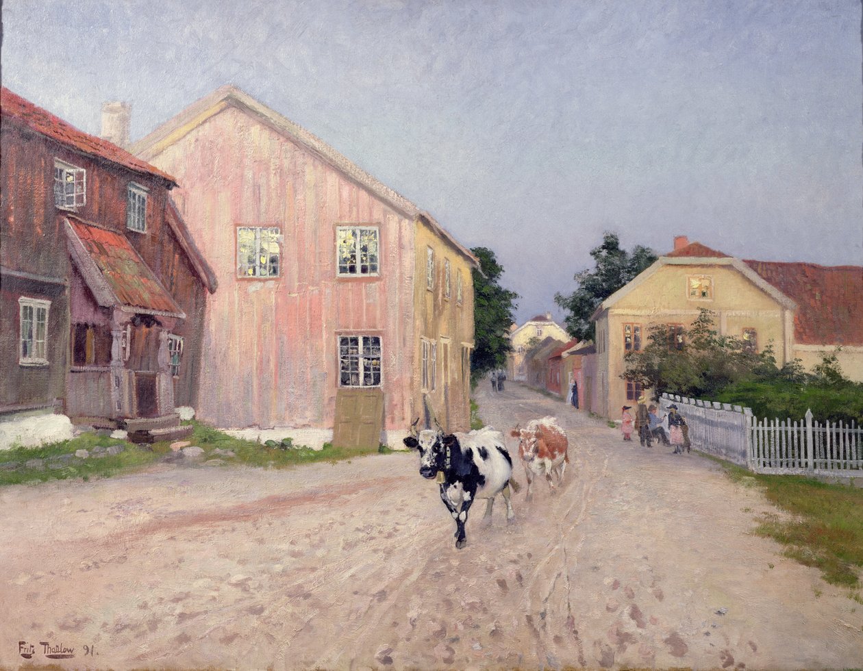Gata i Hokksund av Fritz Thaulow