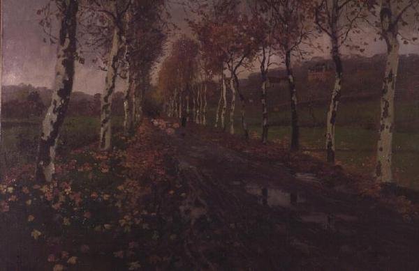 Avenyn av silverbjörkar av Fritz Thaulow
